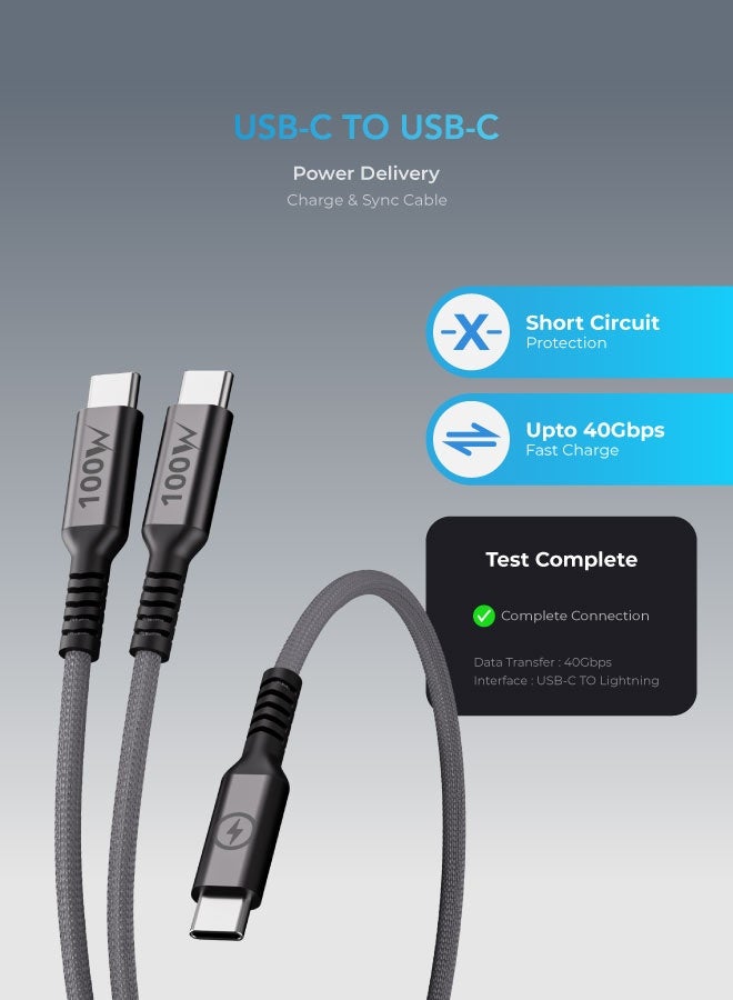 blupebble PowerFlow 3-in-1 USB-C to USB-C 100W Fast Charging Cable 1.2M | PD Charge & Sync Cable with Interchangeable Connectors for iPhone 16, MacBook, iPad, Android | Braided, Durable, Multi-Device - Image 2
