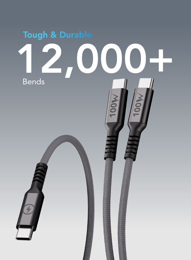 blupebble PowerFlow 3-in-1 USB-C to USB-C 100W Fast Charging Cable 1.2M | PD Charge & Sync Cable with Interchangeable Connectors for iPhone 16, MacBook, iPad, Android | Braided, Durable, Multi-Device - Image 4