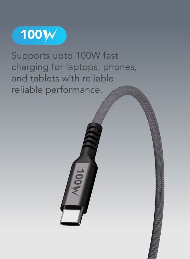 blupebble PowerFlow 3-in-1 USB-C to USB-C 100W Fast Charging Cable 1.2M | PD Charge & Sync Cable with Interchangeable Connectors for iPhone 16, MacBook, iPad, Android | Braided, Durable, Multi-Device - Image 3