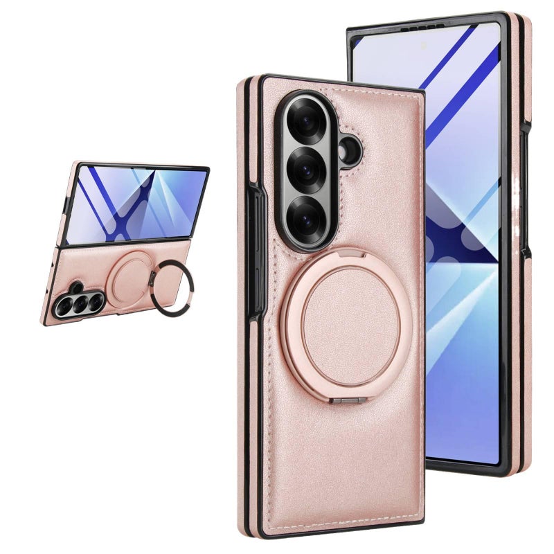 غطاء واقي بTPU لـ Samsung Galaxy Z Fold 7 باللون وردي مغناطيسي بوظيفة حامل من مادة TPU مع حامل دوار 360 درجة وحماية من السقوط مع مقاوم للصدمات مع تغطية كاملة مع مغناطيس قوي - Image 2