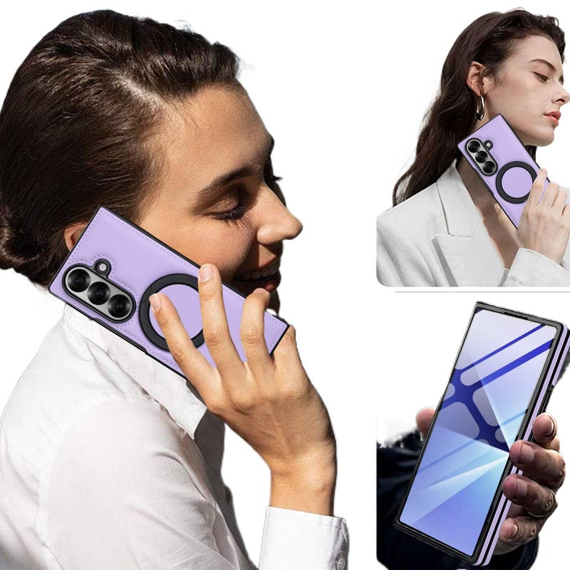 غطاء واقي بTPU لـ Samsung Galaxy Z Fold 7 باللون وردي مغناطيسي بوظيفة حامل من مادة TPU مع حامل دوار 360 درجة وحماية من السقوط مع مقاوم للصدمات مع تغطية كاملة مع مغناطيس قوي - Image 5