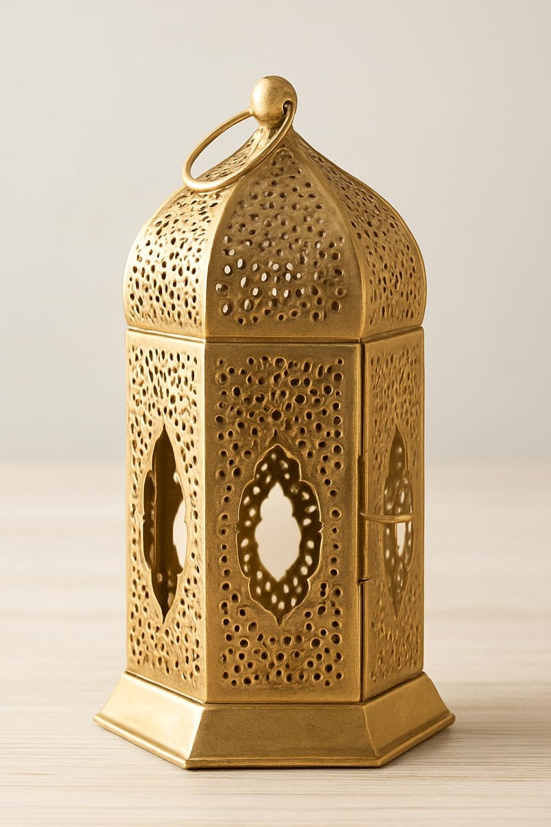 The Purple Tree Brass Moroccan Lantern Lamp Tealight Candle Holder for Diwali Decor (Gold), Diwali tealight Candle Holder, Gift for deepawali - Image 2