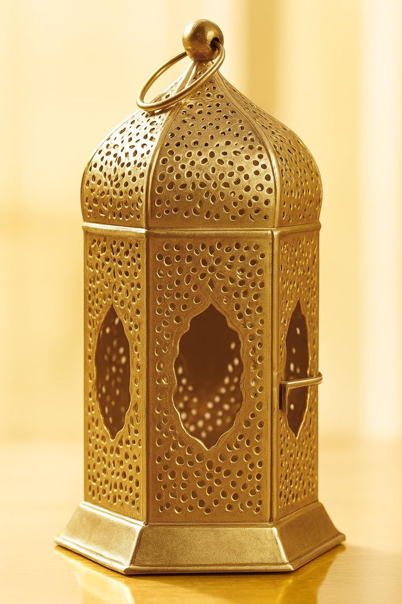 The Purple Tree Brass Moroccan Lantern Lamp Tealight Candle Holder for Diwali Decor (Gold), Diwali tealight Candle Holder, Gift for deepawali - Image 3