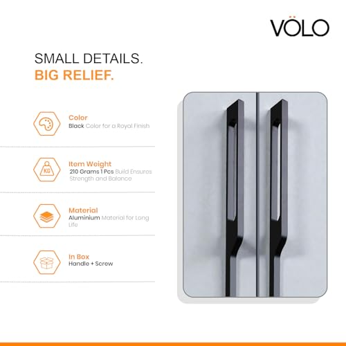 VOLO Black Finish Wardrobe Handle, Wardrobe Door/Cabinet Door/Drawer Pull Handle/Door Pull Handle for Kitchen/Office/Bedroom/Winodw Sliding Closet. Satin Black Finish (SAC-34 24 Inch, 2) - Image 5