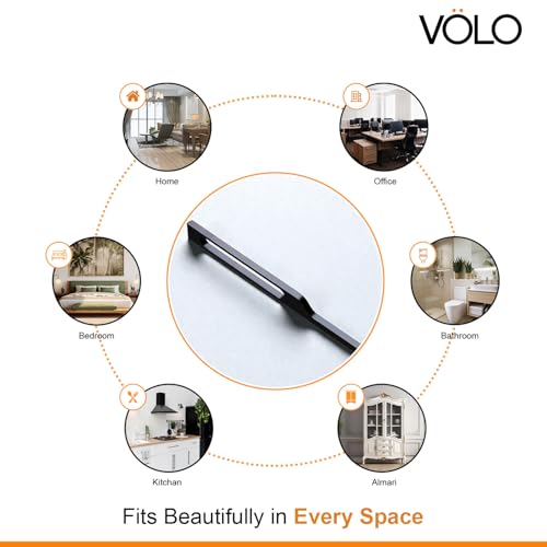 VOLO Black Finish Wardrobe Handle, Wardrobe Door/Cabinet Door/Drawer Pull Handle/Door Pull Handle for Kitchen/Office/Bedroom/Winodw Sliding Closet. Satin Black Finish (SAC-34 24 Inch, 2) - Image 3