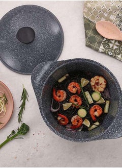 Badraig 8-Piece Granite Cookware Set Dark Grey Marble  - Image 3