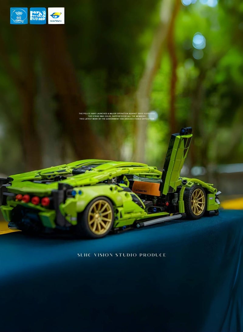 لامبورغيني كتلة البناء 1:14 لامبورغيني hypercar التحكم عن بعد سيارة سباق السيارات فائقة للأطفال لغز تجميع لعبة هدية - Image 3