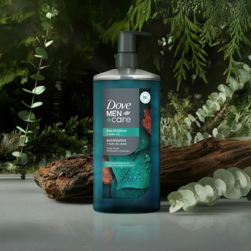 Dove Men+Care غسول الجسم Dove Men+Care بزيت الأوكالبتوس والأرز لإعادة بناء البشرة أثناء الاستحمام مع منظفات ومرطبات نباتية 26 أونصة - Image 2