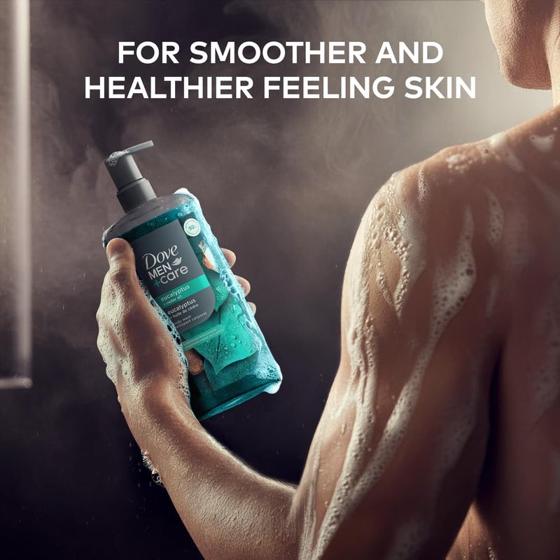 Dove Men+Care غسول الجسم Dove Men+Care بزيت الأوكالبتوس والأرز لإعادة بناء البشرة أثناء الاستحمام مع منظفات ومرطبات نباتية 26 أونصة - Image 4