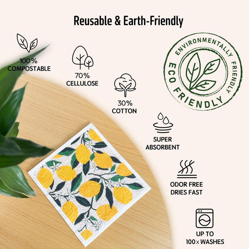 Augine Swedish Dishcloths for Kitchen, Swedish Dish Cloths 5 Pack, Super Absorbent Reusable Paper Towels Washable, Biodegradable, Quick Drying, Dishwasher Safe - Image 3