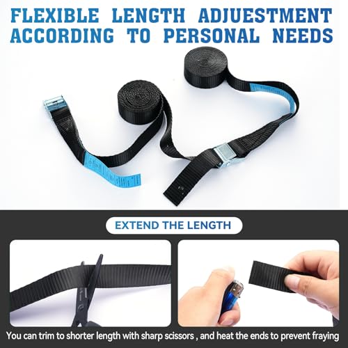 BRUTEBOSE Lashing Straps,1" x 10Ft Adjustable Cam Buckle Tie Down Cinch Strap for Packing Black 4 Pack,Packing Straps Heavy-Duty for Cargo/Luggage/Kayak/Truck/SUV/Car Roof Rack - Image 4