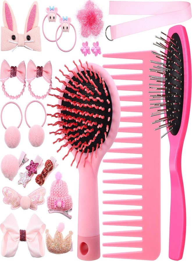 YoungJoy 21 Pcs Doll Hair Play Hair Styling Accessories Hair Brush Set Pink Seriesl Doll Hair Beauty Hair Care Tools Compatible with 18 and 14 Inch Dolls The Doll and Other Doll Item(Style 4) - Image 1