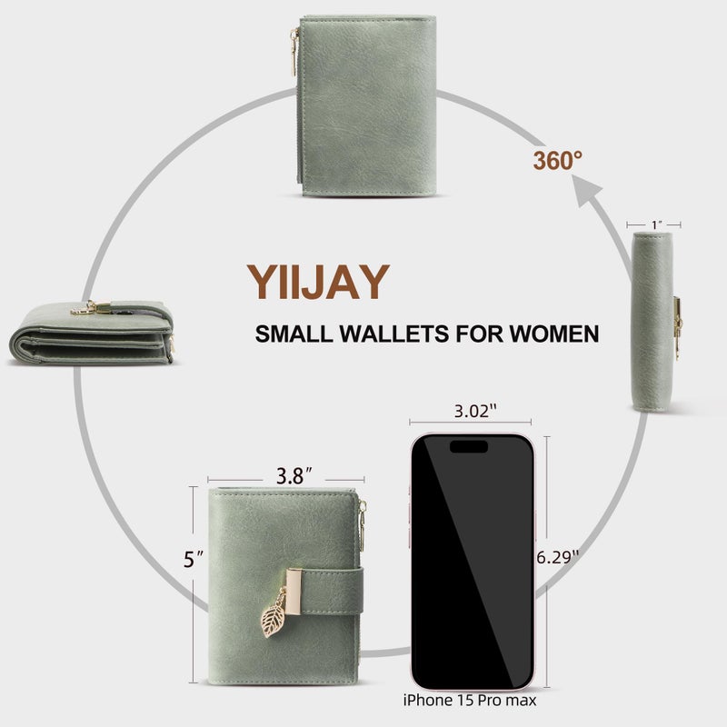 yiijay Small Wallet Women RFID Blocking Leather Bifold Wallet Credit Card Holder for Women Ladies Compact Wallet Mini Purse With Zipper Pocket - Image 4