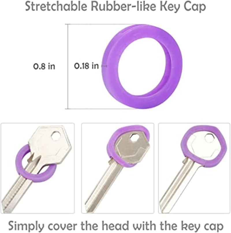 Barakah Small Key Covers Tags, Bright Colored Caps Silicone Elastic Identifier Coding Rings, 0.8 Inch Dia, 24PCS in 8 Colors (Mixed Color) - Image 5