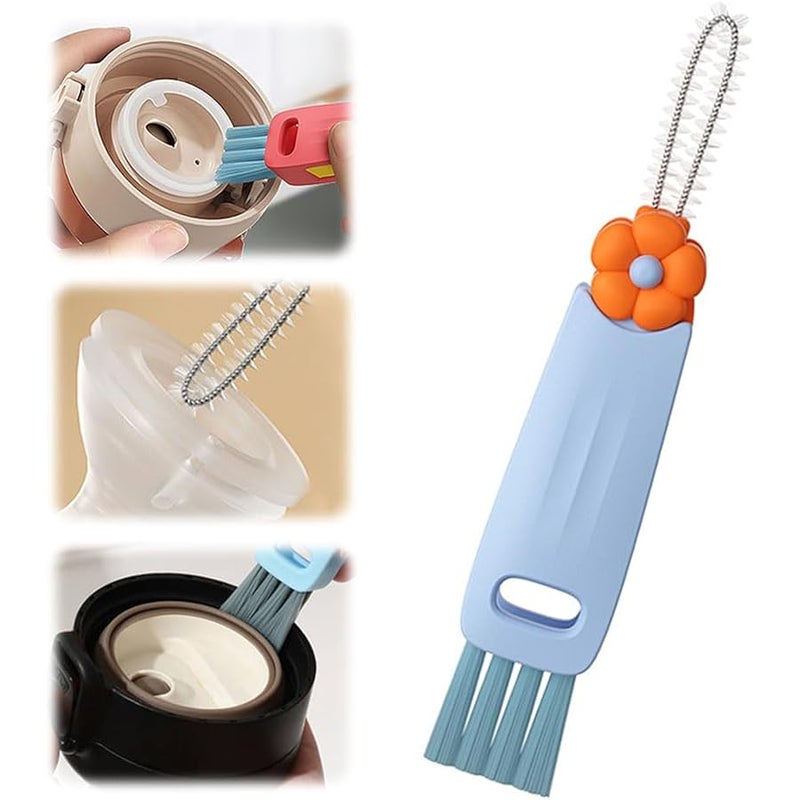 Multifunctional 3 in 1 Cup Lid Cleaning Brush, 2026 Upgraded Cup Cleaning Brush Portable Crevice Cleaning Brush Set for Bottle Gap Tight Spaces Cup, Cup Lid Cleaning Brush for Home Use (Blue*) - Image 1