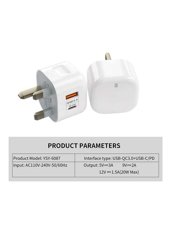 20W Fast Mobile Charger PD + QC3.0 Quick charge, 1 USB A  1 USB-C Port Charging Adapter compatible With iPhone 15, iPad Pro, Galaxy S23 - Image 4