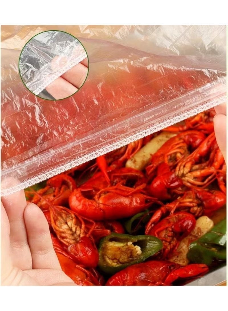 Monda 100PCS Disposable Elastic Food Covers Clear Plastic Wrap Bowl Covers Food Storage Protectors Stretchable Hygienic Food Cover for Kitchen Fridge Fruits Vegetables Party Leftovers - Image 4