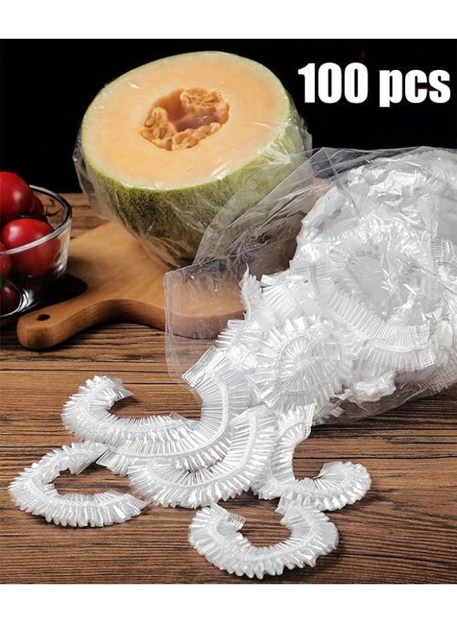 Monda 100PCS Disposable Elastic Food Covers Clear Plastic Wrap Bowl Covers Food Storage Protectors Stretchable Hygienic Food Cover for Kitchen Fridge Fruits Vegetables Party Leftovers - Image 1