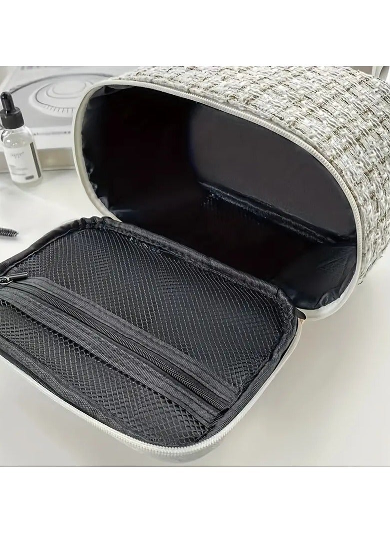 أوريتي حقيبة مستحضرات التجميل للسفر ذات القدرة الكبيرة-منظم مكياج سحاب أنيق محمول مع مقبض، حقيبة غسيل أدوات الاستحمام للنساء، أساسيات السفر-أسود - Image 2