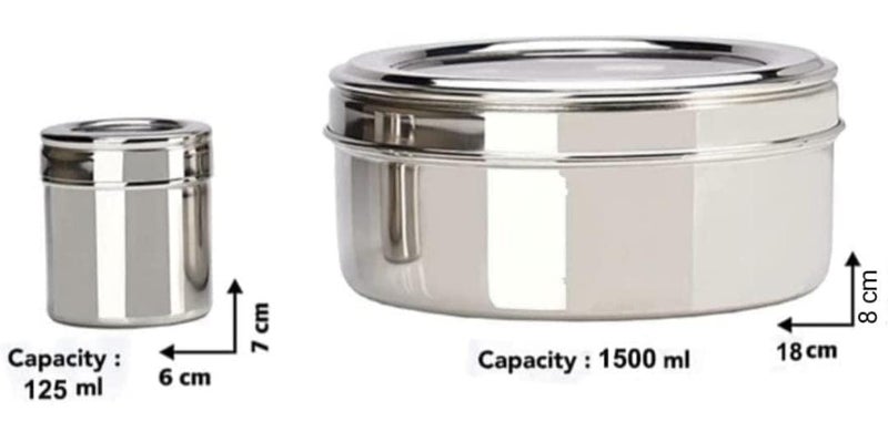 VISAXMI 7 IN 1 Masala Box for Kitchen Stainleess Steel with 7 Containers See Through Lid With 7 Small Spoons Masala Dabba Steel Masala Dani For Kitchen Size 13 Silver - Image 4