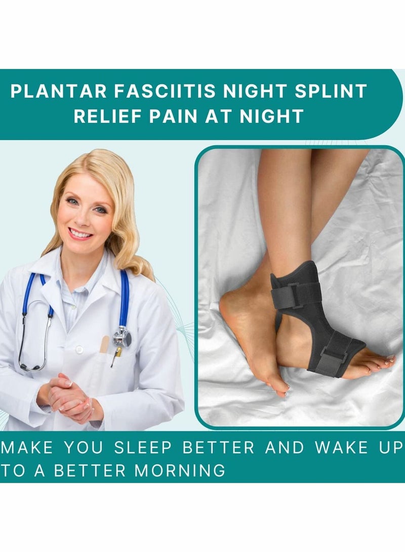 Excefore Plantar Fasciitis Night Splint, Universal Foot Drop Orthotic Brace Support Adjustable Breathable Plantar Fasciitis Relief Splints - Image 2