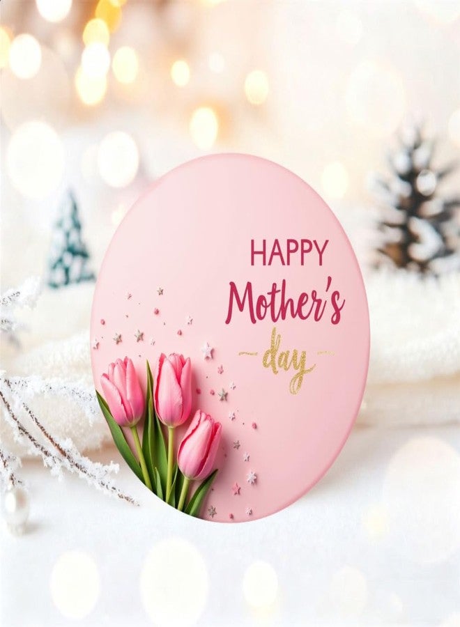 SLGIFT 48pcs Circular Stickers Pink Tulip Flowers Happy Mothers Day Gift Packaging Stickers - Image 1