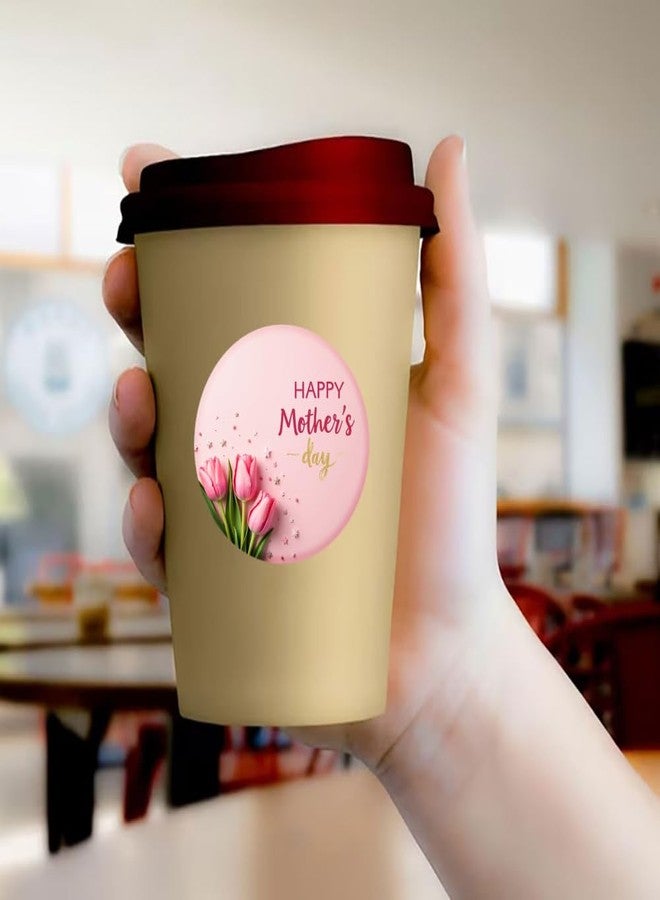 SLGIFT 48pcs Circular Stickers Pink Tulip Flowers Happy Mothers Day Gift Packaging Stickers - Image 4