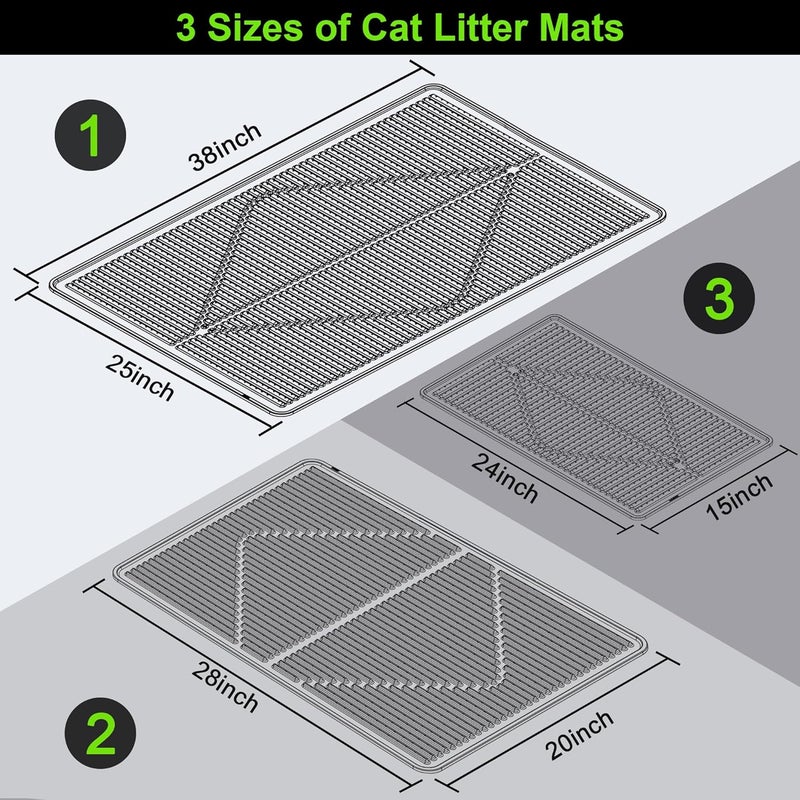 Mofason Cat Litter Mat XXL - Waterproof Kitty Litter Box mat for Floor - Extra Large Pet Trapping Litter Rug Pad - Silicone Cat Supplies & Accessories for Indoor Cats (38" x 25") -Black - Image 3