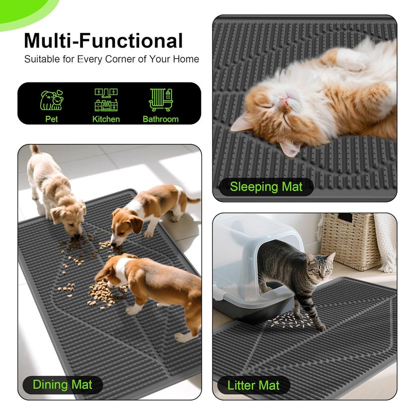 Mofason Cat Litter Mat XXL - Waterproof Kitty Litter Box mat for Floor - Extra Large Pet Trapping Litter Rug Pad - Silicone Cat Supplies & Accessories for Indoor Cats (38" x 25") -Black - Image 5