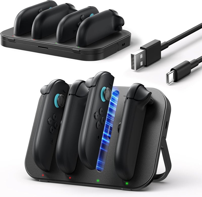 JSAUX Charging Dock Compatible with Nintendo Switch 2 JoyCon Controllers, 4-in-1 Magnetic Charger Station with Adjustable Stand & LED Indicator, for Switch 2 JoyCon Charger with 4.9FT USB C Cable - Image 1