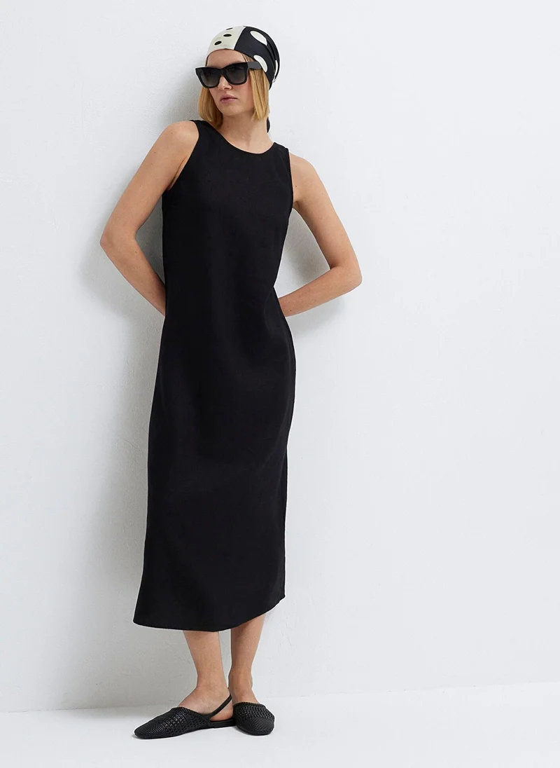 مافي Black Midi Dress