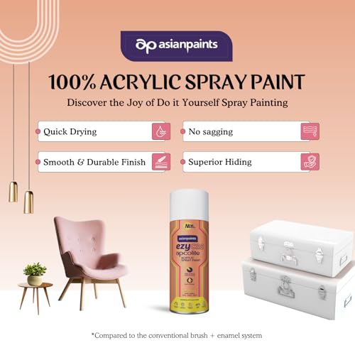 Asian Paints ezyCR8 Apcolite DIY Spray Paint – White, 400ml, 100% Acrylic | Multi-Surface Use: Metal, Wood & Walls - Image 2