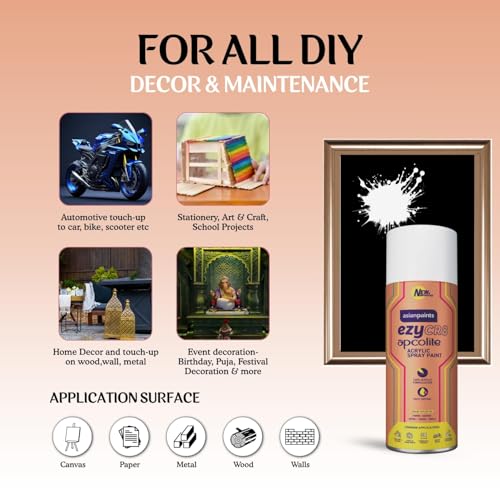 Asian Paints ezyCR8 Apcolite DIY Spray Paint – White, 400ml, 100% Acrylic | Multi-Surface Use: Metal, Wood & Walls - Image 4