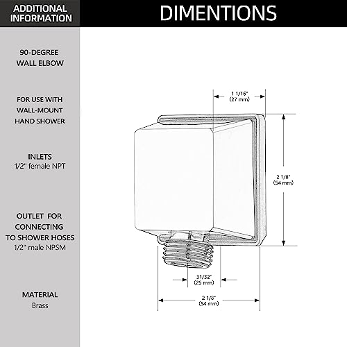 Tearel Square Wall Elbow for Hand Held Shower, Matte Black - Image 2