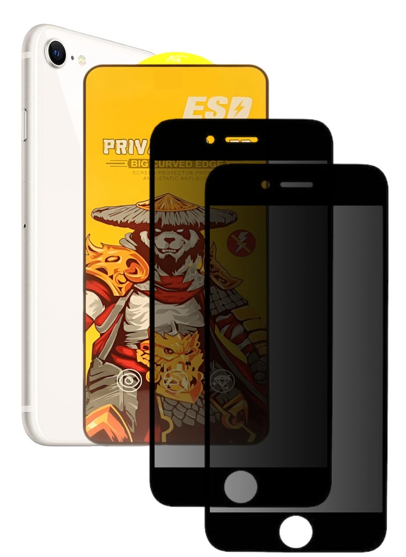 ESD 2 Pieces Tempered Dustproof Privacy Glass Screen Protector Compatible For iPhone SE - Image 1