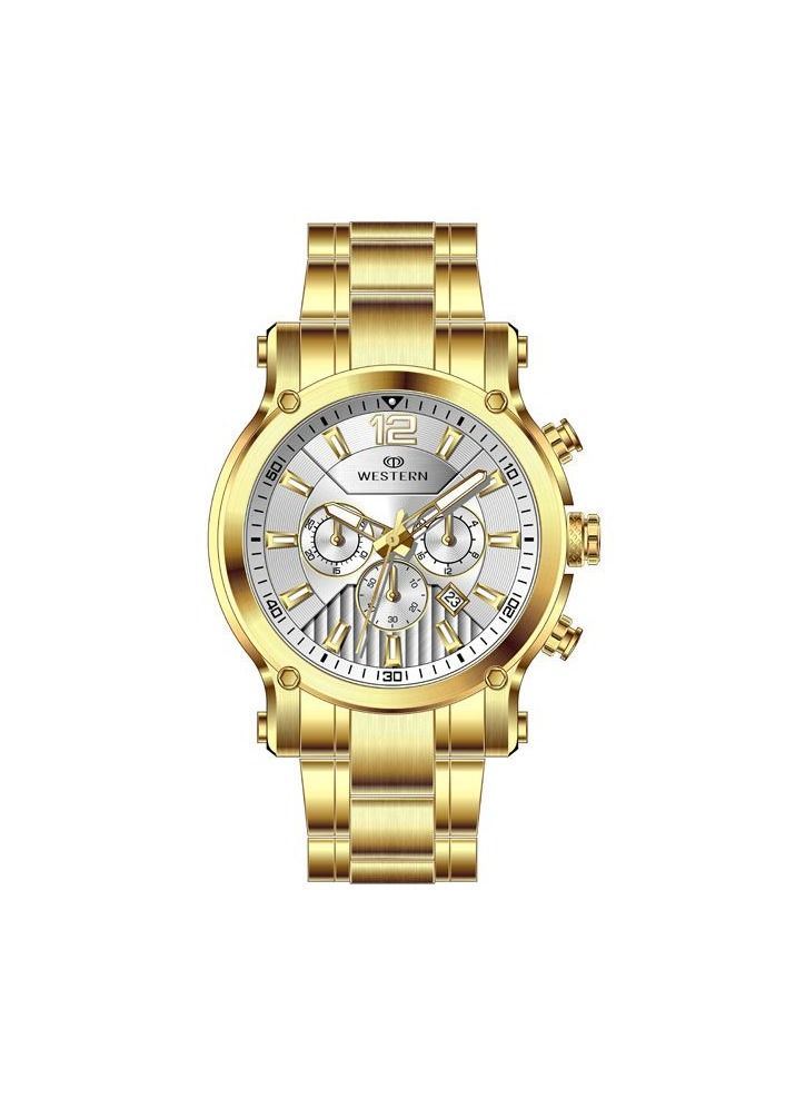 Western Men's Quartz Analogue Gold Plated Chronograph Watch W8837GGP070F - Image 1