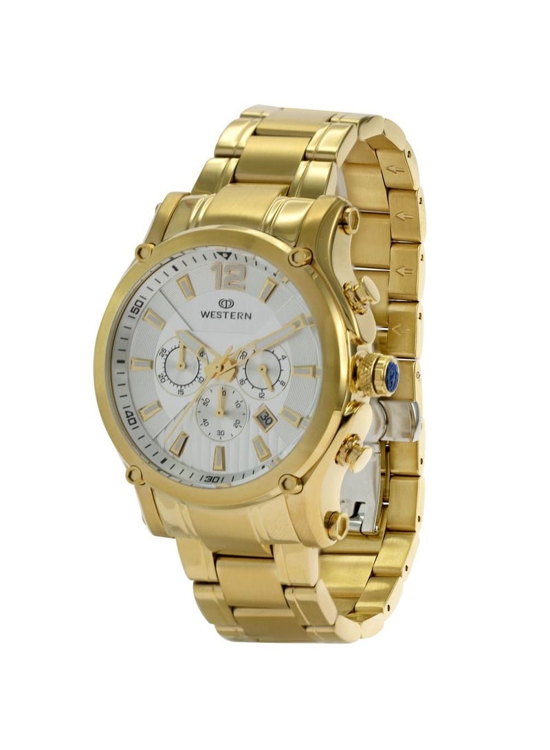 Western Men's Quartz Analogue Gold Plated Chronograph Watch W8837GGP070F - Image 2