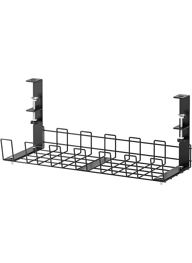 Yuroochii Management Under Desk Tray -No Drill Cable Organizer for Wire Management, Under Desk Cord Organizer with Clamp Mount System for Wire Management for Office Home No Damage to Desk  - Image 1