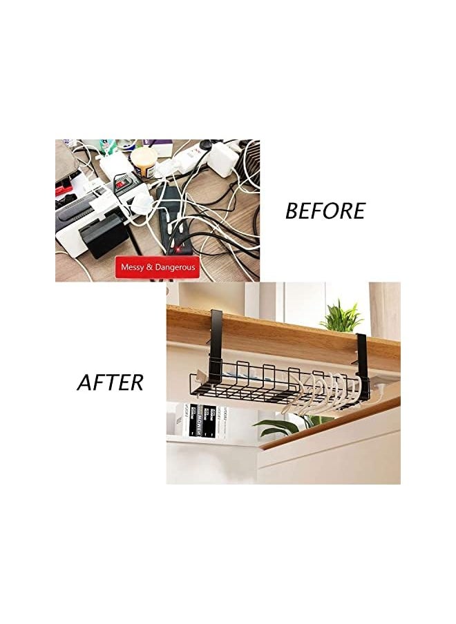 Yuroochii Management Under Desk Tray -No Drill Cable Organizer for Wire Management, Under Desk Cord Organizer with Clamp Mount System for Wire Management for Office Home No Damage to Desk  - Image 4