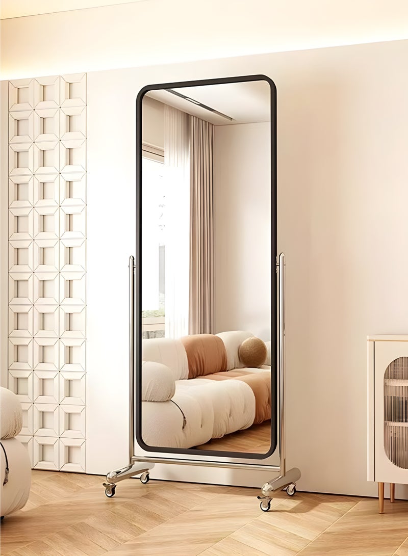 Taimi Full Length Mirror with Wheels 160x60cm, Floor Mirror with Black Frame and Steel Stand, Mirror for Bedroom, Living Room, Dressing Room and Gym Mirror - Image 2