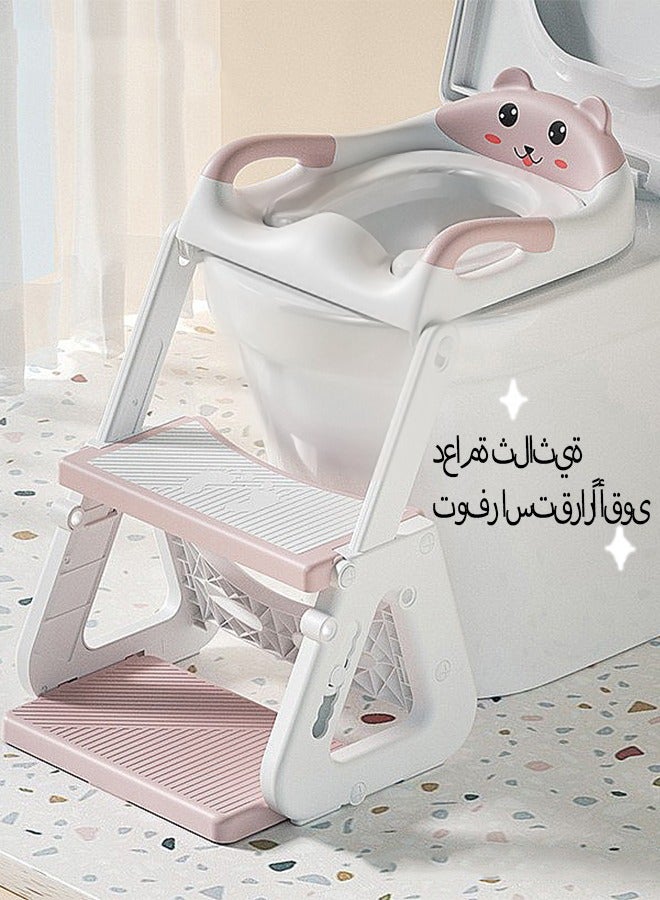 كيلا مقعد تدريب مرحاض ثلاثي مع سلم مانع للانزلاق - قابل للتحويل إلى كرسي أطفال ومرحاض منفصل، تصميم محمول وآمن للأطفال (سلم متعدد الاستخدامات) - Image 1