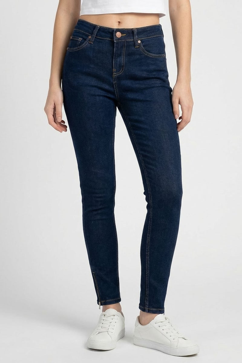 ONLY Women Skinny Fit Solid Stretchable Jeans, Dark Blue - Image 1