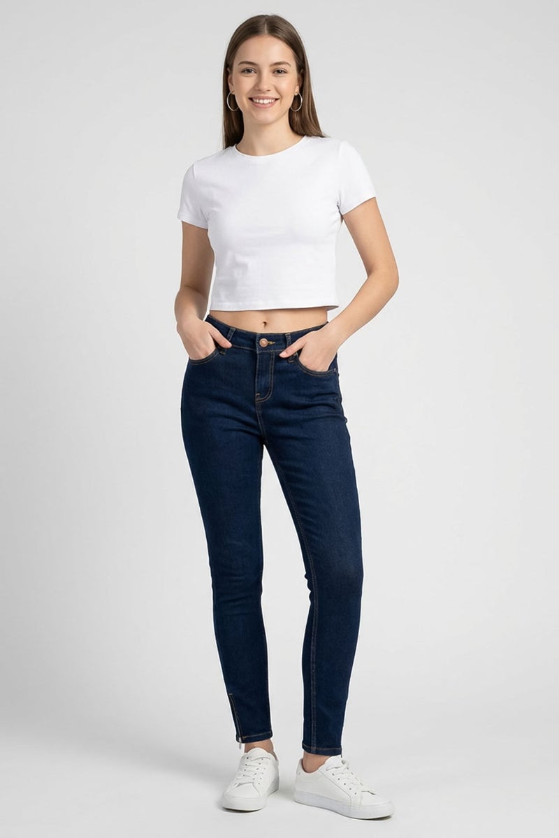 ONLY Women Skinny Fit Solid Stretchable Jeans, Dark Blue - Image 4