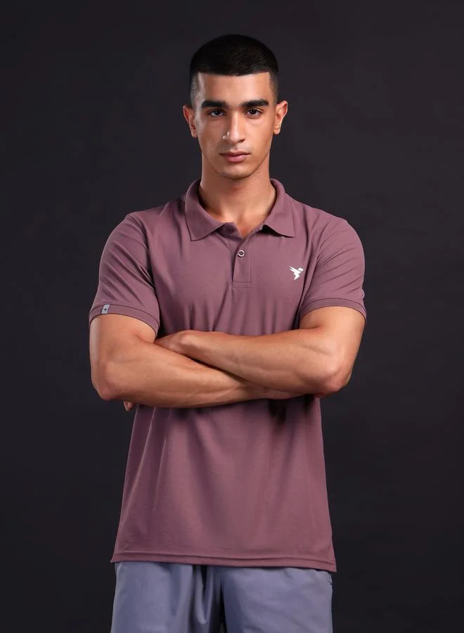 Technosport Technosport Men Purple Solid Slim Fit Polo