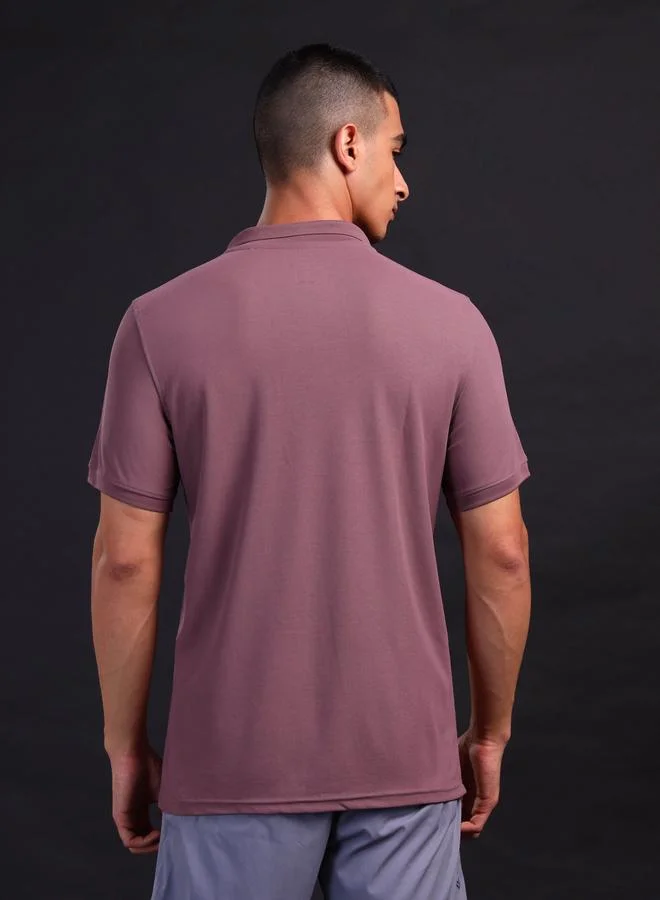 Technosport Technosport Men Purple Solid Slim Fit Polo