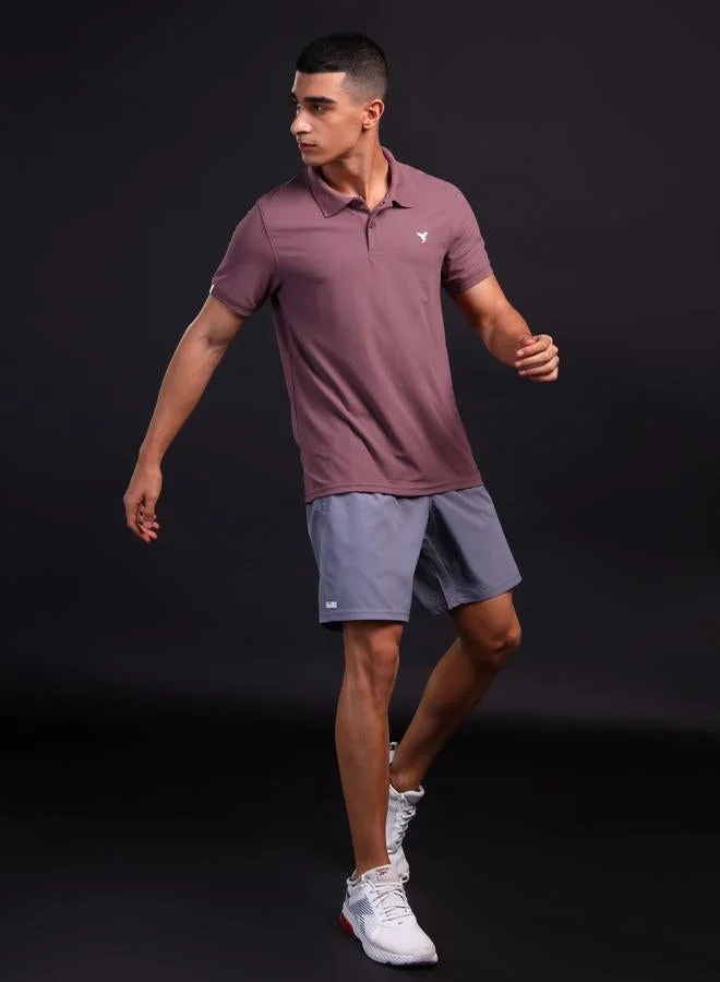 Technosport Technosport Men Purple Solid Slim Fit Polo