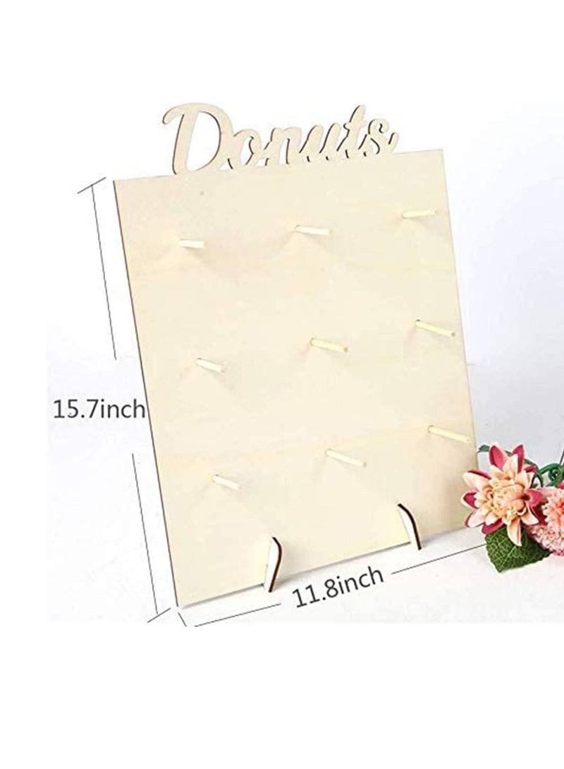 كابتن تيك Donut Wall Display Stand Wood, Reusable Rustic Doughnut Board Holder for Baby Showers, Bridal Shower, Birthday, Wedding, Donut Party Supplies, Holds 9 Donuts (1 Pack) - Image 2