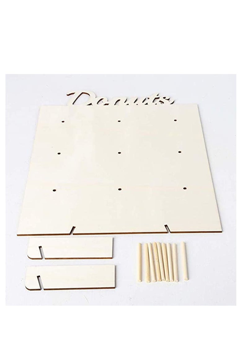 كابتن تيك Donut Wall Display Stand Wood, Reusable Rustic Doughnut Board Holder for Baby Showers, Bridal Shower, Birthday, Wedding, Donut Party Supplies, Holds 9 Donuts (1 Pack) - Image 4