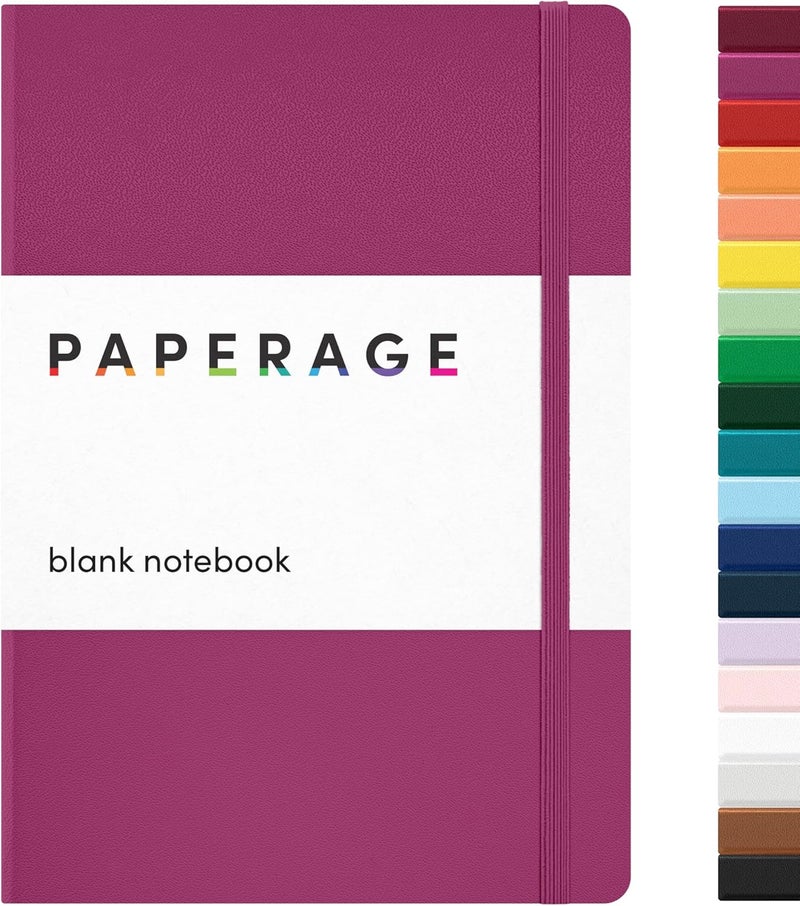 ببرج دفتر يوميات PAPERAGE فارغ، (توت العليق)، 160 صفحة، مقاس متوسط 5.6 بوصة × 8 بوصة - ورق سميك 100 جرام، غلاف صلب - Image 1