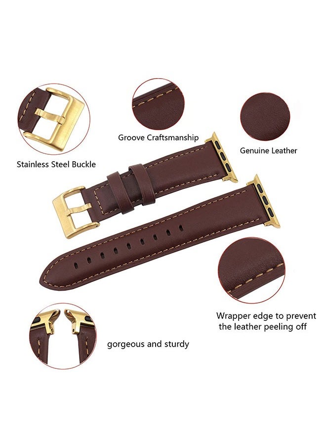 Generic - Genuine Leather Band Strap For Apple Watch Bands 38mm 40mm 41mm, for iWatch Series 8,7,6,5,4,3,2,1, Ultra Sport SE, Dark Coffee Color - Image 1
